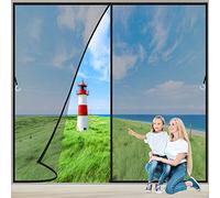 Moustiquaire Baie Vitree Coulissante 120x225 cm Rideaux Toile Insect Ecran, Rideaux Anti Mouches pour Porte, Moustiquaire Porte Fenetre Aimantée Magnetique, 2023-Version Noir