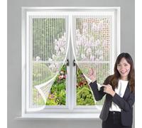 Moustiquaire Baie Vitree Coulissante 70 x 130 cm Puissants Aimants, Fermeture Automatique, avec Bande Adhésive Magnétique Moustiquaire Porte pour Porte Fenêtre, Balcon, Blanc