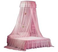 Moustiquaire Baldaquin Ciel de lit Baldaquin Lit de bébé Filet de lit à mailles fines Rideau en dentelle Style princesse Décoration de chambre à coucher Installation facile (rose)