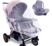 Moustiquaire Bébé - Blanche, Moustiquaire pour Siège Auto (ex : Bebe Confort, Cybex), Bordure Elastique, Ouverture pour Transport