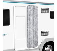 vidaXL Moustiquaire Rideau d'Insectes de Porte Rideau Contre Mouches Moustiques Caravane Extérieur Maison Mobile Blanc et Gris 56x200 cm Chenille