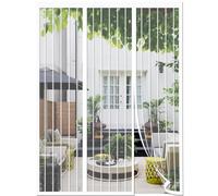 Moustiquaire Blanche, Anti-Mouche Insectes Rideau Porte, Anti-Moustiquaire pour Porte de Balcon et Porte Patio, Joint Magnétique de Haut en Bas avec Fermeture Automatique, Double Ouverture Latérale