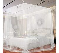 Moustiquaire Carrée Universelle, Moustiquaire de Lit Carrée, Adaptée à la Plupart des Types de Lits, pour se Protéger Efficacement des Moustiques- Blanc (200 * 200 * 180cm)