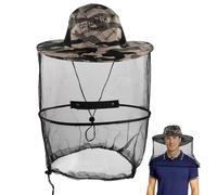 Moustiquaire Chapeau D'apiculteur en Filet - Casquette Camouflage Anti Moustique pour Femme Homme - Camping Apiculture Jardinage Randonnée en Plein Air
