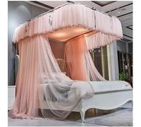 Moustiquaire Couvre-lit Princesse avec Support métallique en U, Rideau de lit décoratif de Luxe à Double Couche (Rose 2)