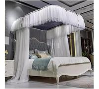 Moustiquaire Couvre-lit Princesse avec Support métallique en U, Rideau de lit décoratif de Luxe Double Couche (Blanc 150 x 200 cm)