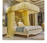 Moustiquaire Couvre-lit Princesse avec Support métallique en U, Rideau de lit décoratif de Luxe Double Couche (Jaune 180 x 200 cm)