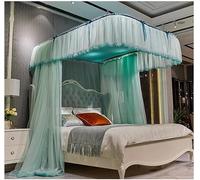 Moustiquaire Couvre-lit Princesse avec Support métallique en U, Rideau de lit décoratif de Luxe Double Couche (Vert 200 x 220 cm)