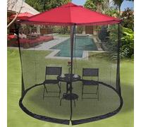 Moustiquaire de 10/11 Pieds pour Parasol de terrasse, Filet de Protection Solaire pour Table d'extérieur, Filet en Maille de Polyester avec Double Fermeture éclair et Corde réglable, Noir