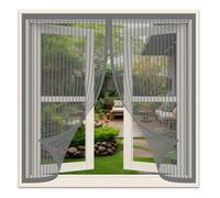 Moustiquaire de Fenêtre 112 x 114 cm Anti-Moustiques et Anti-Poussière Moustiquaire avec Aimants avec Aimants et Bande Adhesive pour Porte Exterieur, Balcon Fenêtre, Gris