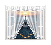 Moustiquaire de fenêtre,115x130cm Moustiquaire de Porte Aimantée,Empêche de Passer les Moustiques et Autres Bestioles Moustiquaire Rideau magnétique portes