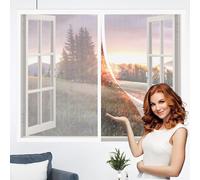 Moustiquaire de Fenêtre 140 x 150 cm Fermeture Automatique Insectes Fenêtre D'Écran Magnétique Aimants Puissants Fermeture Automatique pour Portes et Fenêtres, Blanc