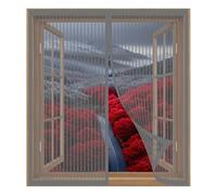 Moustiquaire de Fenêtre 97 x 80 cm Installation Facile Sans Percer Auto-Adhésif en Maille Rideau Aimantée Anti Moustique pour Fenêtre Empêche Les Insectes, Gris