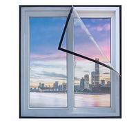 Moustiquaire de fenêtre auto-adhésive, rideau de réticulée, 90x110cm(35.4x43.3in) Avec crochet et bande adhésive, s'adapte à plusieurs fenêtres noir-A