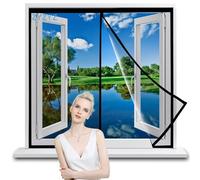 Moustiquaire de Fenêtre Magnétique, 200x210cm Noir Rideau de Porte Anti Moustique en Durable File polyester avec Ruban Magique Plein Cadre et Aimants Puissants