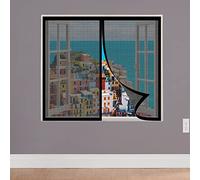 Moustiquaire de Fenêtre Magnétique 70 x 140 cm Filet Anti-Insectes Sans Perçage Pour Fenêtre Portes Patio, Noir