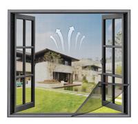 Moustiquaire de fenêtre, moustiquaire adhésive 80x90cm pour fenêtre, moustiquaire anti-insectes (Noir)