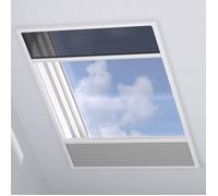 Moustiquaire de fenêtre plissée - Tissu Gris - Compatible Velux, L80 x H120 cm