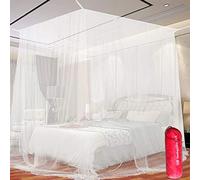 Moustiquaire de Lit 200x200x180, moustiquaire lit 2 Places, Moustiquaire Rectangulaire, Ciel de Lit Onvient à La Plupart des Tailles de Lits pour se Protéger Efficacement des Moustiques-Blanc