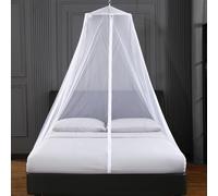 Moustiquaire de lit avec fermeture éclair - Tente dôme universelle pour lit simple et king size - Filet à suspendre pour une utilisation en extérieur - Blanc