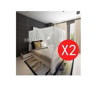 vidaXL Moustiquaire de lit carré – 3 ouvertures – 2 pcs