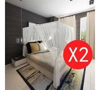 Moustiquaire de lit carré 3 ouvertures 2 pcs Noir G