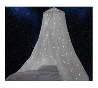 moustiquaire de lit double, baldaquin avec étoiles fluorescentes et lune,Brille dans le noir,ciel de lit,Protection contre les inse