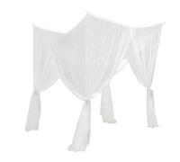 Moustiquaire de Lit, Moustiquaire à Quatre Portes, Rideaux de Lit à Baldaquin de Luxe pour Chambre Chic, Adaptée à La Plupart des Types de Lits, pour Se Protéger Efficacement des Moustiques, Blanc