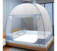 Moustiquaire de Lit, Moustiquaire Lit 2 Places avec Fermeture éclair, Double Porte moustiquaire de lit Pliable, Tente Moustiquaire pour Chambre, Dortoirs, Camping, Hôtel (Bleu, 200×145×120cm)