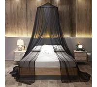 Moustiquaire de lit noir, Ciel de lit bebe, Grande moustiquaire lit double mosquito net chambre tente simple king size Suspendu Moustiquaire Lit à Baldaquin pour Extérieur Jardin Balcon Camping