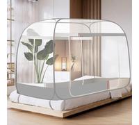 Moustiquaire de lit Pop Up, pliable, double porte, portable, pour chambre à coucher, extérieur, camping, voyage, tente de camping avec dessous pour lit adulte, 200 x 180 x 165 cm, grise
