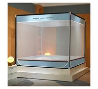 Moustiquaire de lit Portable Pliable à Trois Portes, pour Voyage, Camping, décoration de lit (Couleur : Bleu Clair, Taille : lit de 2,0 m)