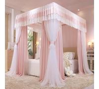 Moustiquaire de lit pour 4 coins, tente confortable double couche avec housse supérieure anti-poussière pour décoration de chambre à coucher jumeau, double, grand lit, king size