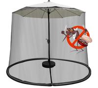 Moustiquaire de Parasol 300x300x230cm, Moustiquaire Exterieur avec Fermeture éclair et Base Remplissable, Idéal pour Parasol Rond, Rectangulaire, Plage, Balcon, Jardin, Suspendu (B, 300x300x230cm)