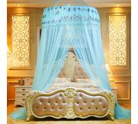 Moustiquaire de plafond ronde pour lit hauteur plusieurs couleurs sur pied circulaire filet anti-insectes utilisable en toute saison pour toutes tailles de lit Taille UniquePolyester