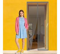 Moustiquaire de Porte 100 x 201 cm Fermeture Automatique, Sans Perçage Moustiquaire Fenêtre Aimantée Se Ferme Tout Seul Idéale pour Balcons, Caves, Chambres, Gris