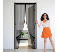 Moustiquaire de Porte 101 x 227 cm Ne Nécessite Aucun Perçage et Grâce Au Montage Facile Rideau Moustiquaire Porte Magnétique Sans Perçage pour Balcon Salon Chambre Portes, Noir