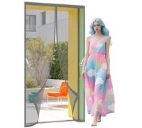 Moustiquaire de Porte 124 x 184 cm Joint Magnétique de Haut en Bas avec Fermeture Automatique Rideau Magnétique Anti Insectes Sans Perçage pour de Balcon Chambre, Gris