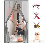 Moustiquaire de Porte 90 x 215 cm Anti Insecte,Pliable,Fermeture Automatique Moustiquaire magnétique Kit d'installation Complet Pour Porte Fenetre, Gris
