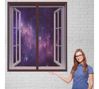 Moustiquaire de Porte Aimantée 80 x 70 cm Sans Outil Installation Facile Moustiquaire de Porte Magnétique Arrêter Autres Insectes Bestioles pour Tout Type de Fenêtre, Marron