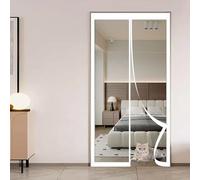 Moustiquaire de Porte Magnétique 100 x 236 cm Fermeture Automatique Porte Moustiquaire Aimantee Sans Perçage Installation Facile pour La Plupart Les Types de Fenêtres Ou Porte, Blanc