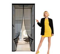 Moustiquaire de Porte Magnétique 104 x 231 cm Différentes Tailles Maille Très Dense Aimantée Rideau Se Ferme Tout Seul pour Porte Exterieur, Balcon, Camping Car, Terrasse, Noir