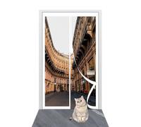 Moustiquaire de Porte Magnétique 119 x 212 cm Maille Ultra Fine Porte Moustiquaire Aimantee Kit D'Installation Complet pour La Plupart Les Types de Fenêtres Ou Porte, Blanc