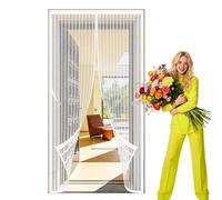 Moustiquaire de Porte Magnétique 123 x 213 cm Sans Perçage, Installation Facile Rideau Moustiquaire Magnétique Se Ferme Tout Seul pour Balcon Salon Chambre Portes, Blanc