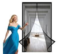 Moustiquaire de Porte Magnétique 133 x 296 cm Facile à Installer Le Joint D'Étanchéité Rideau de Porte Anti Mouche pour de Balcon, Cave, de Terrasse, Noir