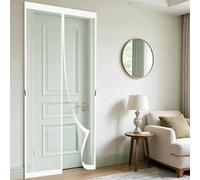 Moustiquaire de Porte Magnétique 140 x 260 cm Fermeture Magnétique Mains Libres Installation Facile Anti-Insectes Porte Moustiquaire pour Entrée Balcon Patio Fenêtre, Blanc