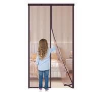Moustiquaire de Porte Magnétique 140x220cm,Rideau de Porte Antimoustique Marron à Fermeture Automatique,Sans Perçage, Facile à Installer, Idéale pour Familles avec Enfants et Animaux Domestiques
