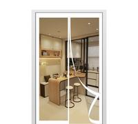 Moustiquaire de Porte Magnétique 143 x 214 cm Fermeture Automatique Porte Moustiquaire Aimantee Kit D'Installation Complet pour La Plupart Les Types de Fenêtres Ou Porte, Blanc