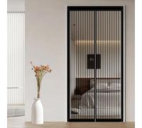Moustiquaire de Porte Magnétique 93 x 186 cm Maille Ultra Fine Magnetique Rideau Porte Sans Perçage Installation Facile pour La Plupart Les Types de Fenêtres Ou Porte, Noir