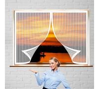Moustiquaire de Porte Magnétique 95 x 130 cm Moustiquaire Porte Fenetre Installation Simple Rideau Maille Rideau pour Baie Vitree, Blanc